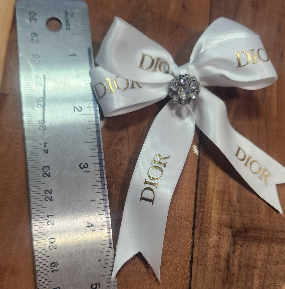 Dior White Bow with Gold Logo